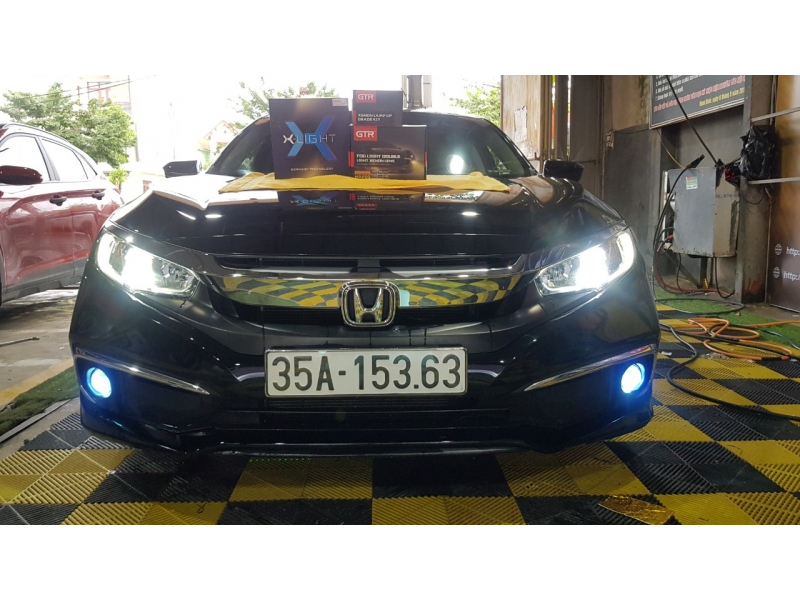 Độ đèn nâng cấp ánh sáng Bi Laser Xlight V10L + Bi gầm xenon GTR SE xe Honda Civic
