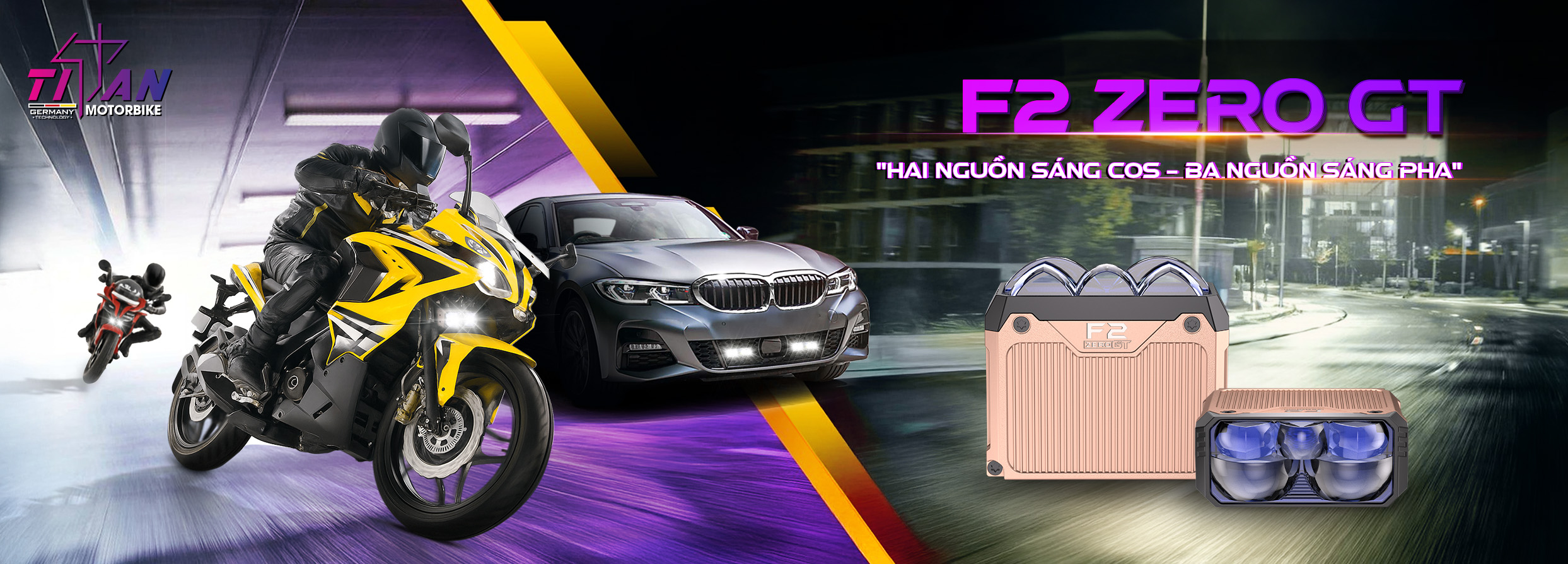 ĐÈN TRỢ SÁNG TITAN MOTO F2 ZERO GT