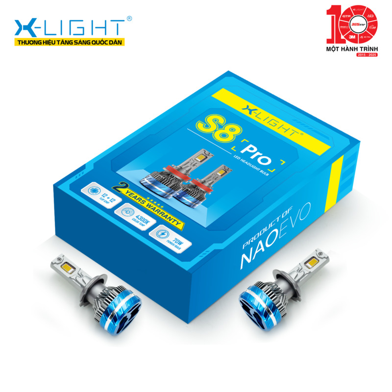 BÓNG LED NAOEVO S8 PRO - NHIỆT MÀU 4300K - CHÂN H4