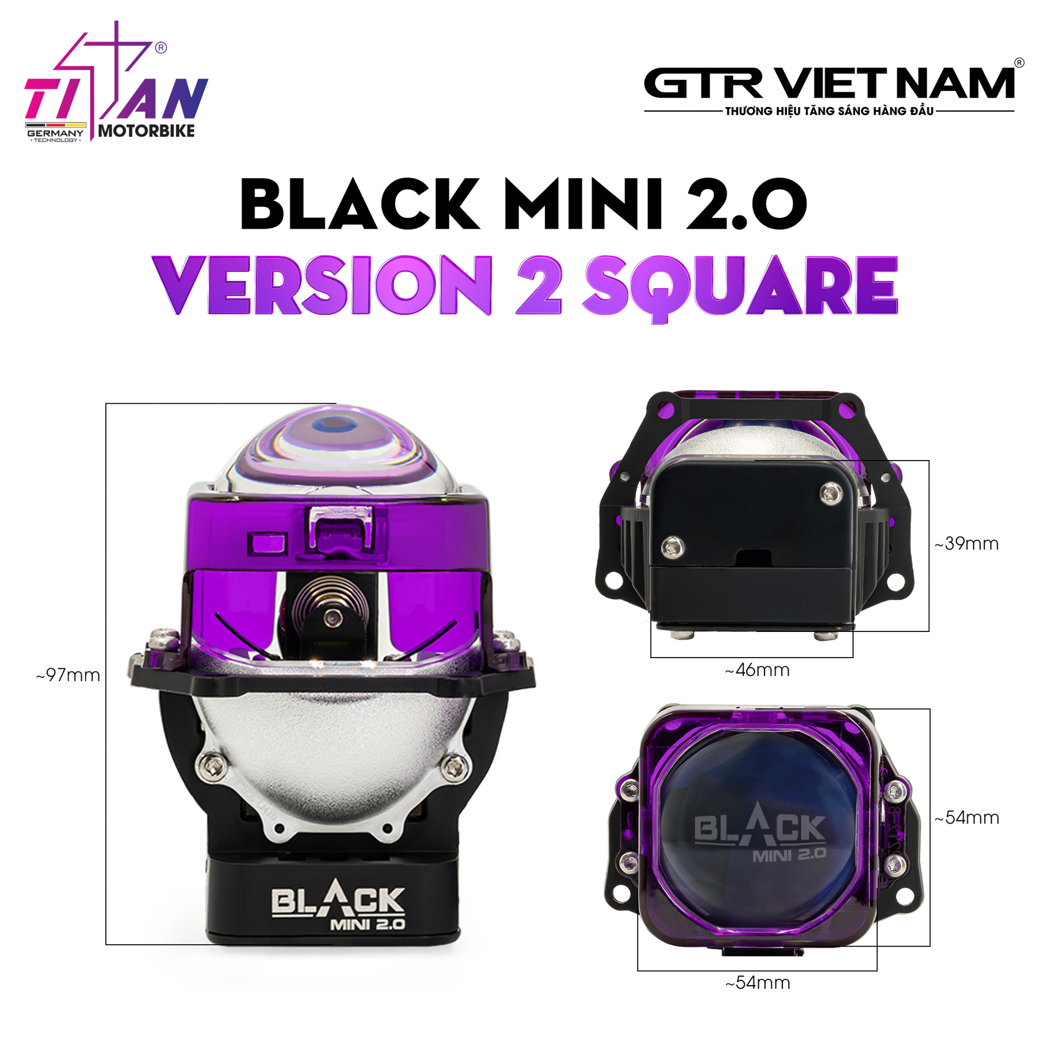 BI LED TITAN MOTO BLACK MINI 2.0 VERSION 2 SQUARE