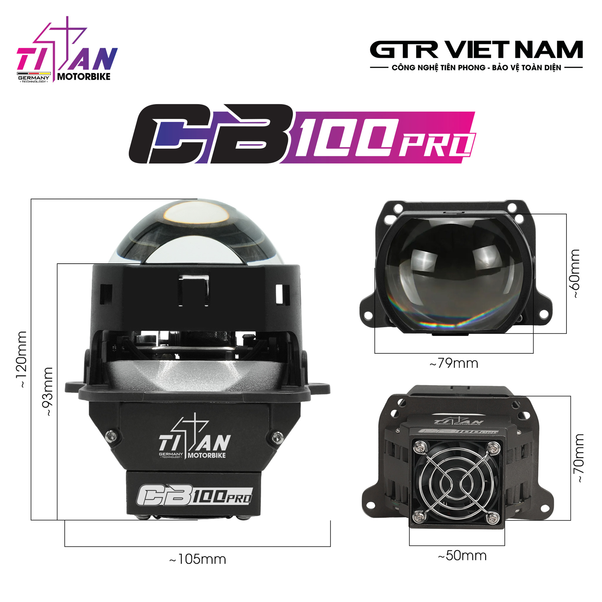 BI LED TITAN MOTO CB100 PRO SQUARE
