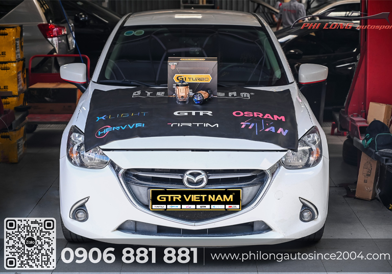 Mazda 2 2019 nâng cấp đèn bi gầm GTR G1 Turbo